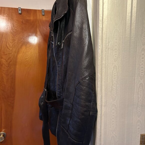 Lambskin leather belted Andrew Marc moto jacket, Small - Picture 6 of 8